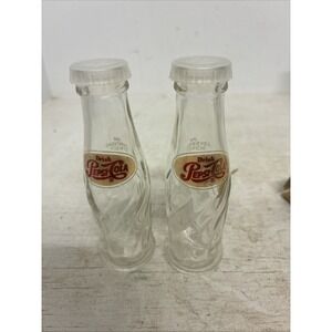 Vintage Miniature Pepsi Cola Advertising Bottles Set Of 2 - 4.3/8" Tall Nib
